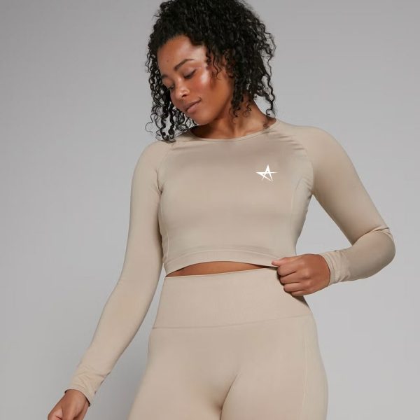 Seamless Long Sleeve Crop Top - Sandstone