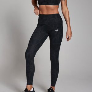 Contrast Texture Leggings – Black