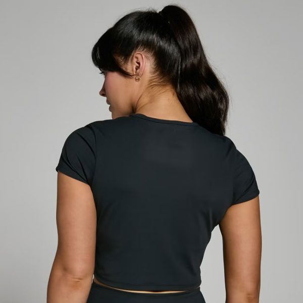 Short Sleeve Crop Top - Black - Image 2